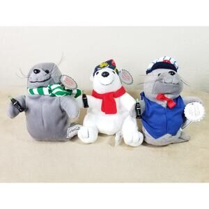 Coca Cola Polar Bear Seal Bean Bag Plush 1997 1998 Christmas 8" New Vintage x3